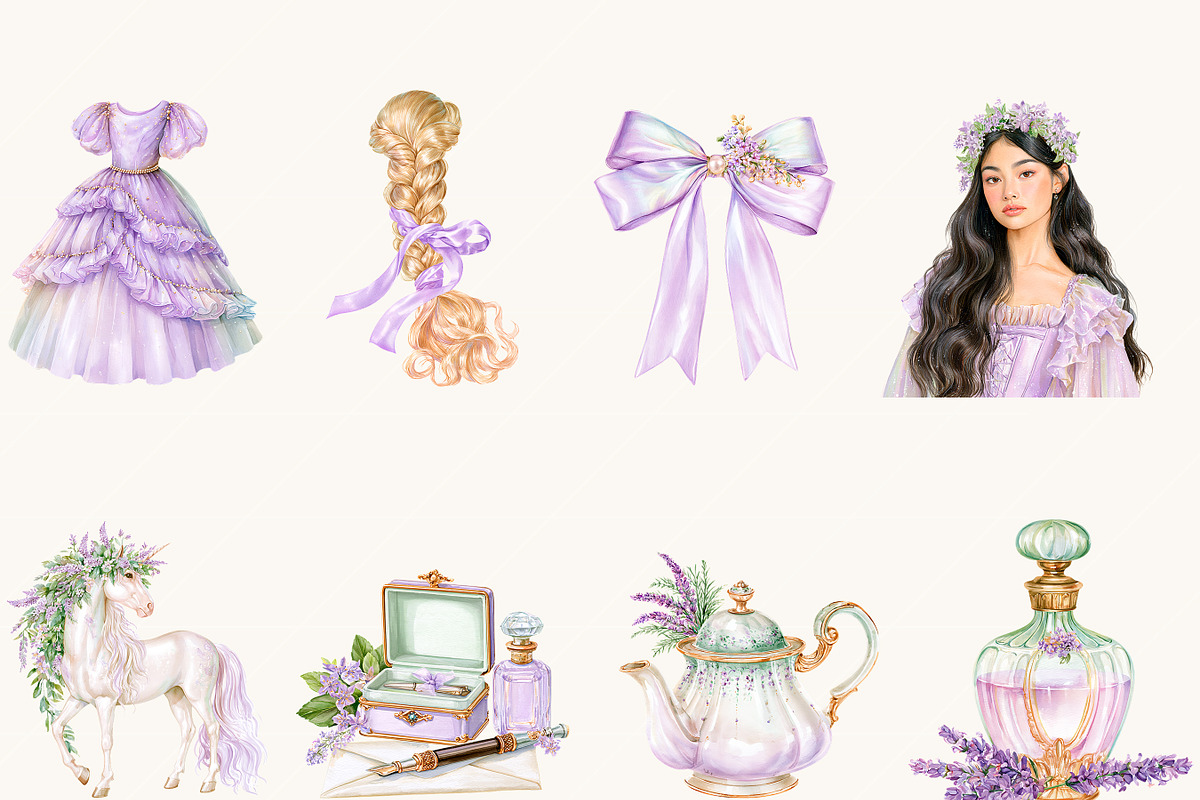 Lavender Fairytale Princess, an Object Illustration by BusyDaydesign (Photo 2 of 9)