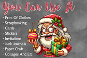 Christmas Crazy Santa Claus PNG, a Seasonal Illustration by Craft Nest (Thumbnail 3 of 7)