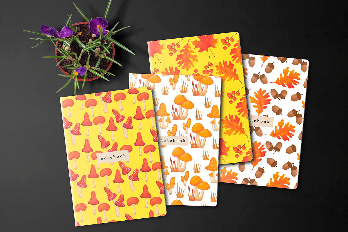 Fall Mushrooms Clipart and Patterns, a Pattern Graphic by Lagmar Design (Photo 7 of 14)