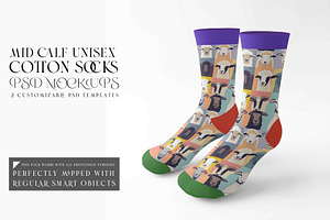 Mid Calf Unisex Socks Mockups, a Household Mockup by mock-ups