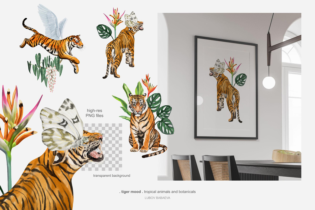 Tropical tiger, animals, leaves, an Animal Illustration by ARTMIRU (Photo 12 of 14)