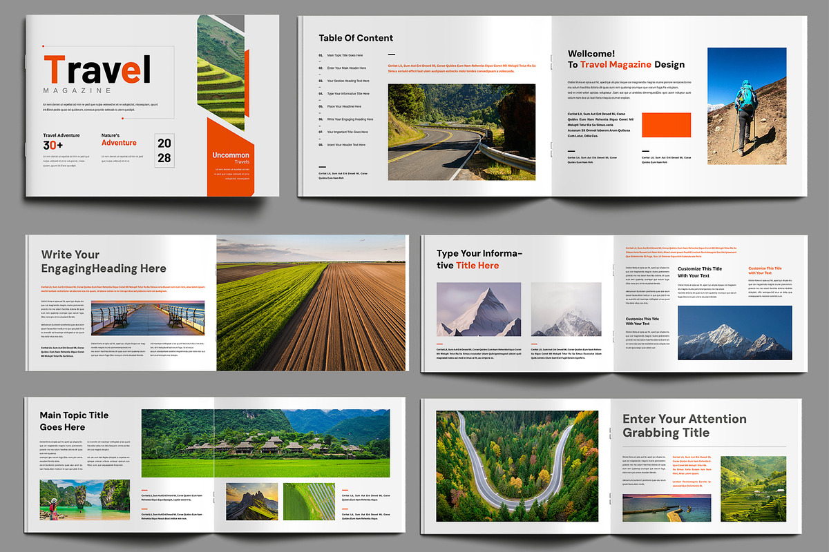Travel Magazine Template Layout preview 2