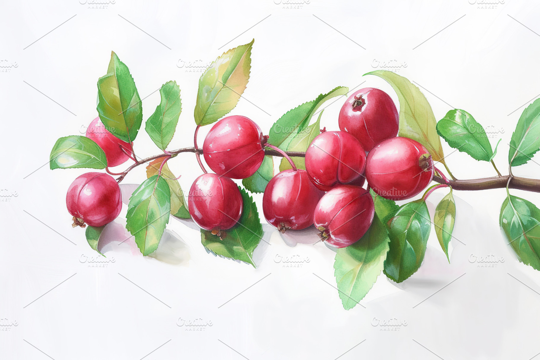 Illustration of red rose hip berries on white background, a Food & Drink Photo by AlyaAnd