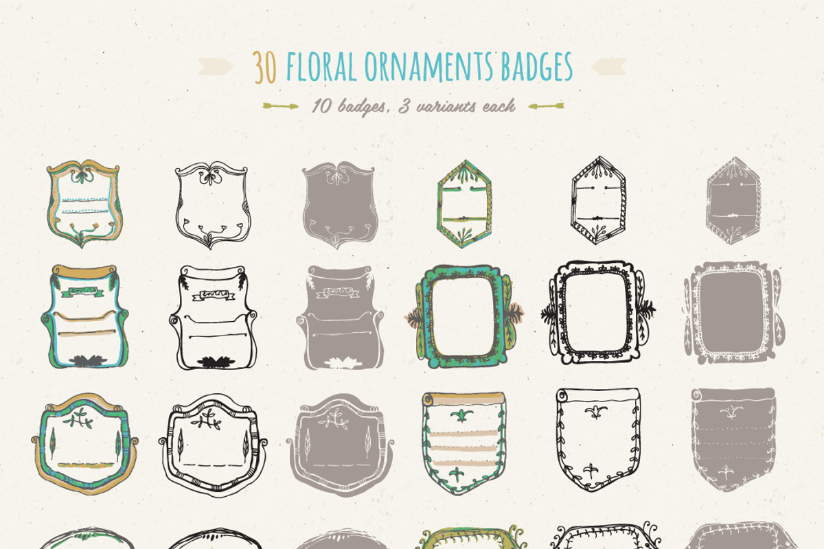 Floral Ornaments Badges preview 4