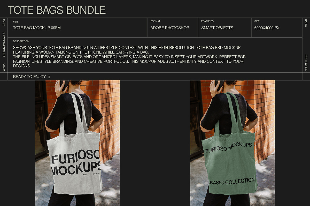 Tote Bag Mockup Bundle – 6 PSD, a Packaging Mockup by FURIOSO mockups (Photo 3 of 15)