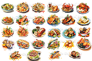 Watercolor Seafood Clipart, an Object Graphic by Negarin Digital Art (Thumbnail 2 of 9)
