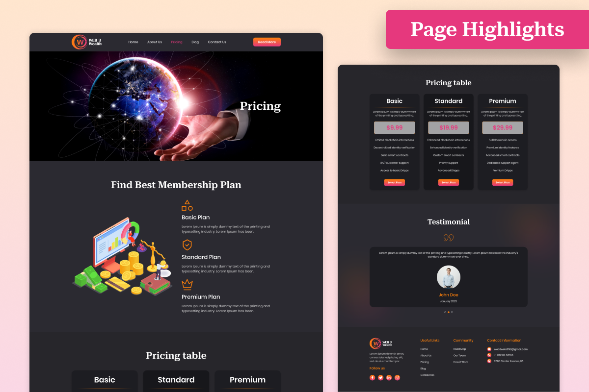 Web3 Wealth Web3 Development Website, an UI Kit Template by Uptechies (Photo 2 of 4)