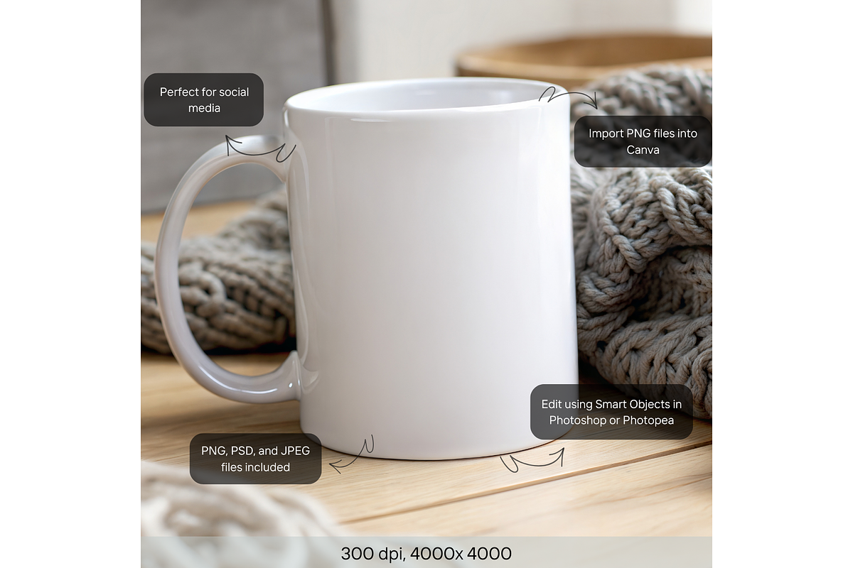 Cozy Mug Mockup with Knit Blanket, a Product Mockup by MockupWizard (Photo 2 of 5)