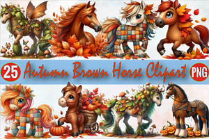 Autumn Brown Horse Sublimation Clipa, an Illustration by SVGArt
