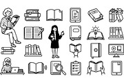 Educational Bookreading Vector Set, an Illustration by designvectx (Thumbnail 2 of 3)