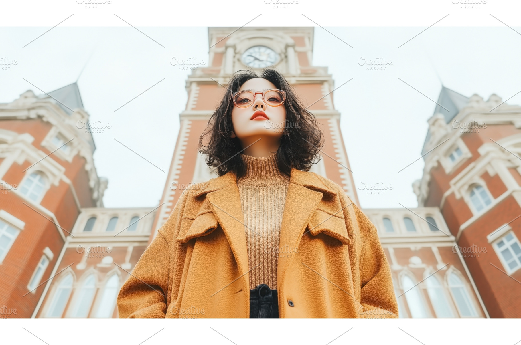 Asian woman in a stylish coat stands, a Person Photo by Sergey Kotenev