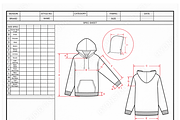 Vector Hoodie Template & Size Spec S, an Illustration by HYDNSTUDIO (Thumbnail 1 of 3)