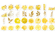 Yellow and Gold Floral Clipart, an Illustration by Digital Curio (Thumbnail 2 of 5)