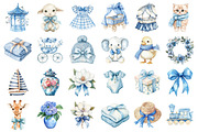 Watercolor Blue Nursery Clipart, a Seasonal Illustration by designcity5 (Thumbnail 2 of 5)