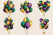 Watercolor Mardi Gras Balloons Clip, an Illustration by SVGArt (Thumbnail 8 of 8)