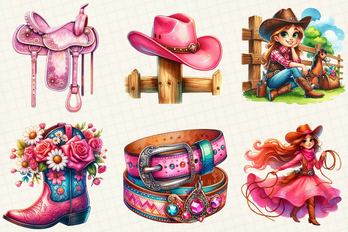 Pink Western Cow Girl Clipart, an Illustration by OK Design (Photo 5 of 5)