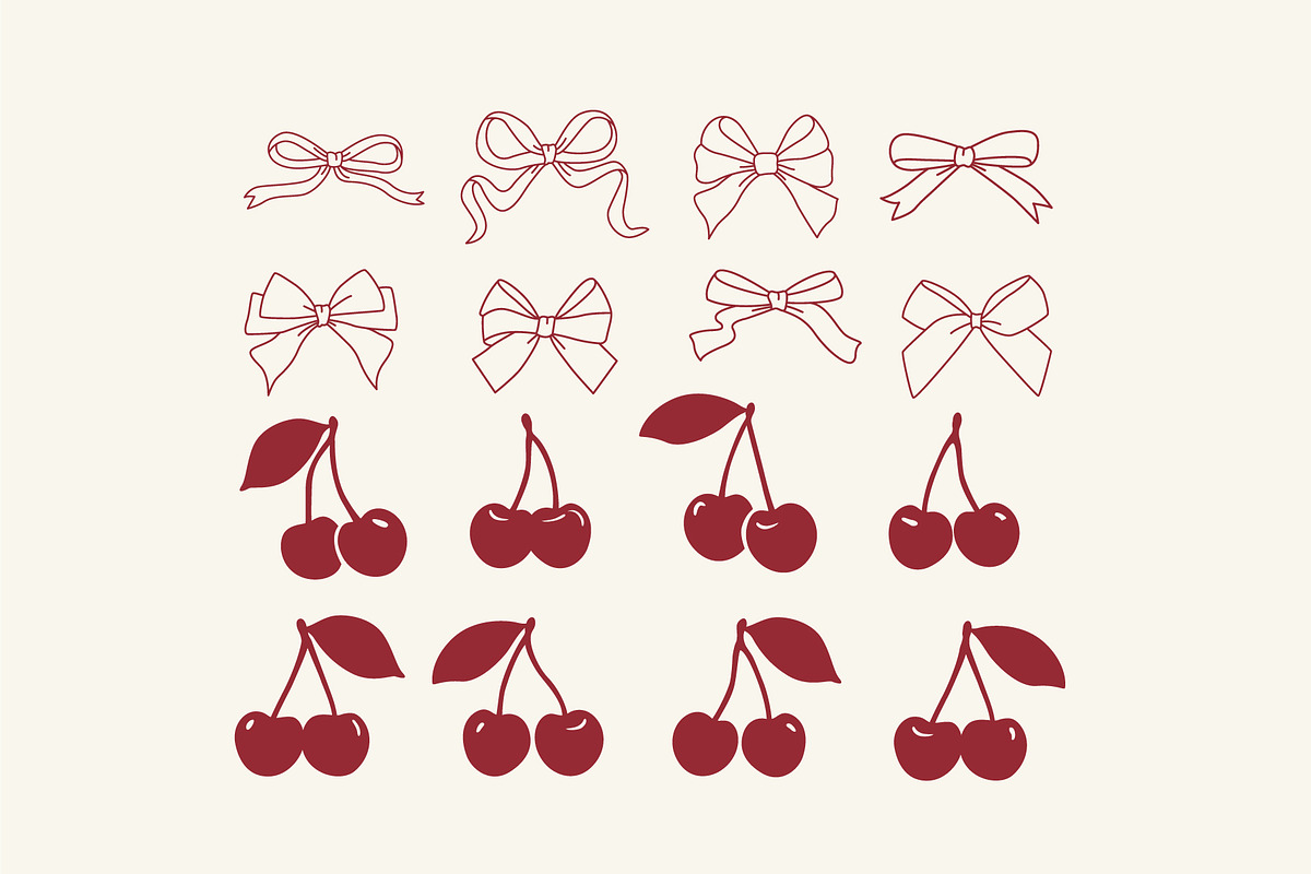 Coquette cherries and bows, a Decorative Illustration by yabluko_draws (Photo 5 of 8)