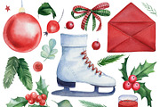 Christmas watercolor clipart, a Decorative Illustration by Hanna Hryharenka (Thumbnail 11 of 19)