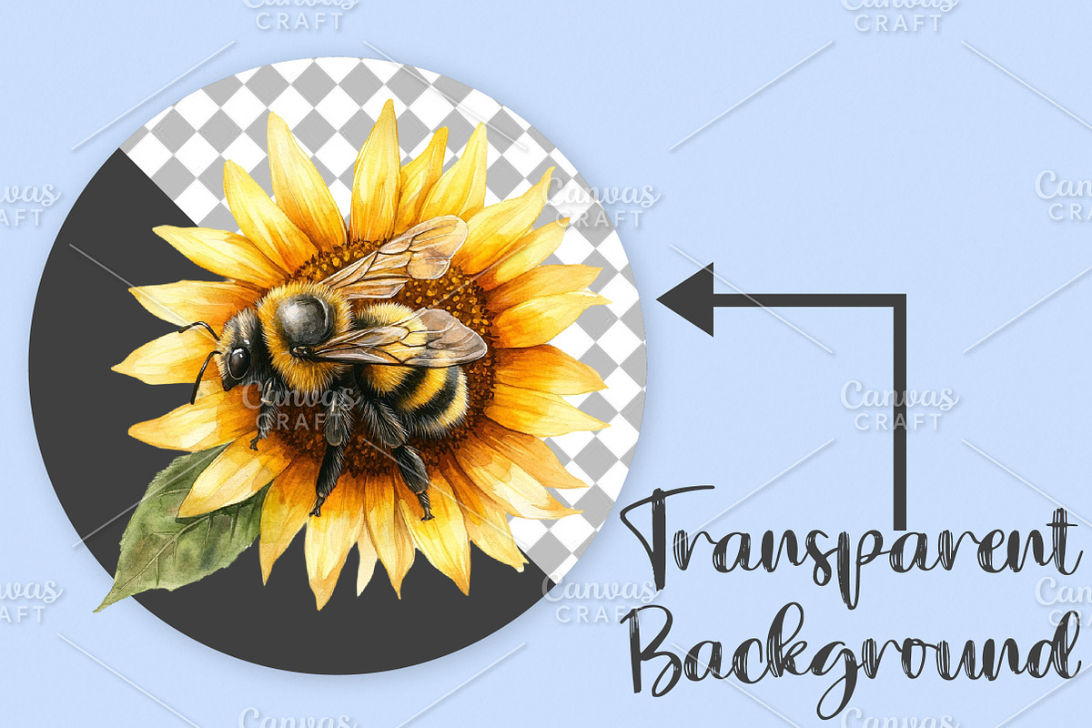 Watercolor Spring Bee Clipart Bundle, an Illustration by Canvas Craft (Photo 2 of 7)
