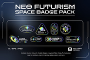 Neo Futurism Space Badge Pack, an Object Illustration by Pitchlook.Studio (Thumbnail 3 of 3)