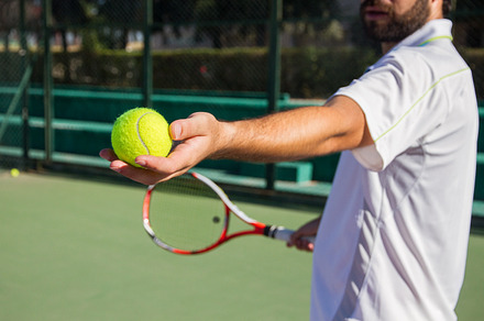 Tennis player offering tennis ball containing tennis, person, and match, a Sports & Recreation Photo by Benii_photography