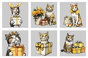 Whimsical Easter Cat Clipart, an Illustration by Black Bird Studio (Thumbnail 5 of 5)
