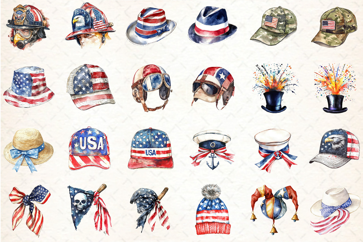 Hat 4th of July Clipart PNG Bundle, an Illustration by DreamCafeArt (Photo 2 of 7)