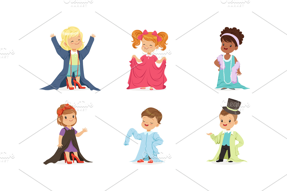 Kids Playing Adult Wearing Parents, a Person Illustration by TopVectors