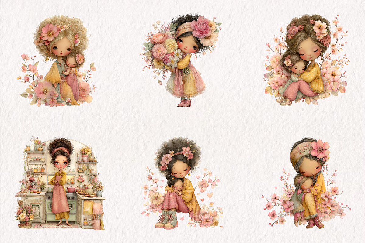 Whimsical Mother's Day Clipart, an Illustration by CreationArt (Photo 7 of 7)