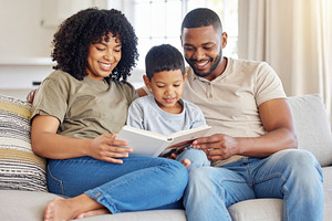 Diverse family inside their home, spending time together in a co, a Person Photo by DanFLCreativo