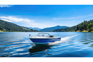 boating motorboat lake ai generated, a Sports & Recreation Photo by pikepicture