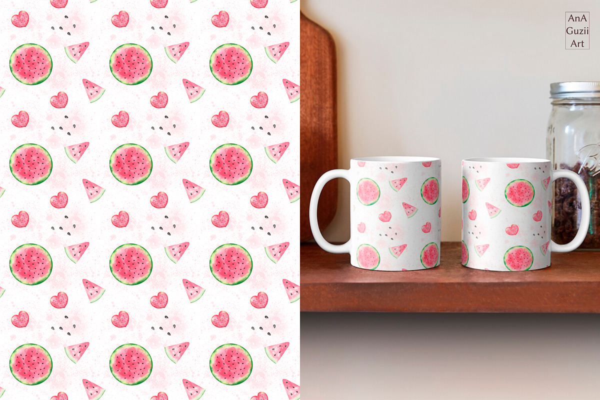 Watermelon watercolor clipart., an Illustration by AnaGuziiArt (Photo 11 of 14)