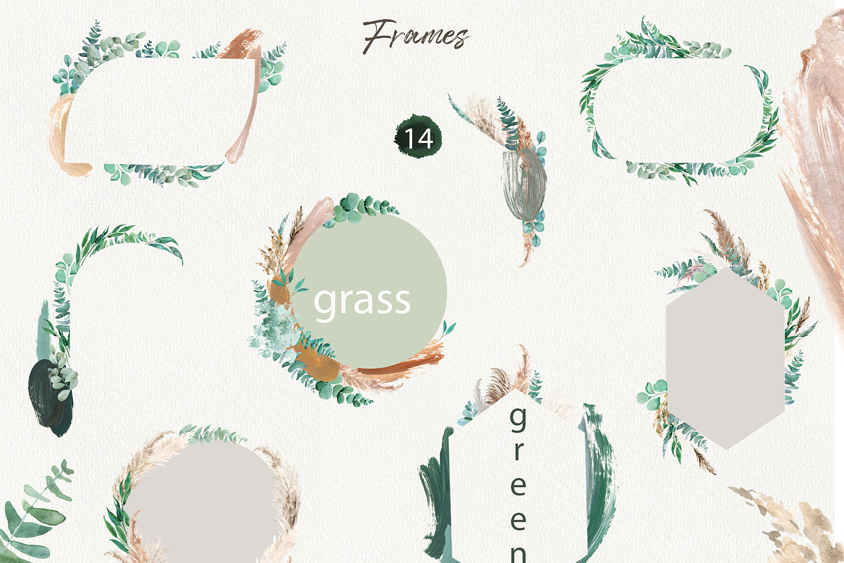 Pampas grass and greenery collection, a Decorative Illustration by TanyaOak (Photo 5 of 7)