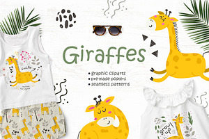 Giraffes Clipart & Pattern