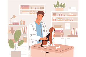 Veterinarian examining dog, an Animal Illustration by Good Studio