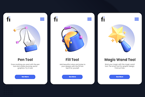 3D Creative Design Tools Icon Set