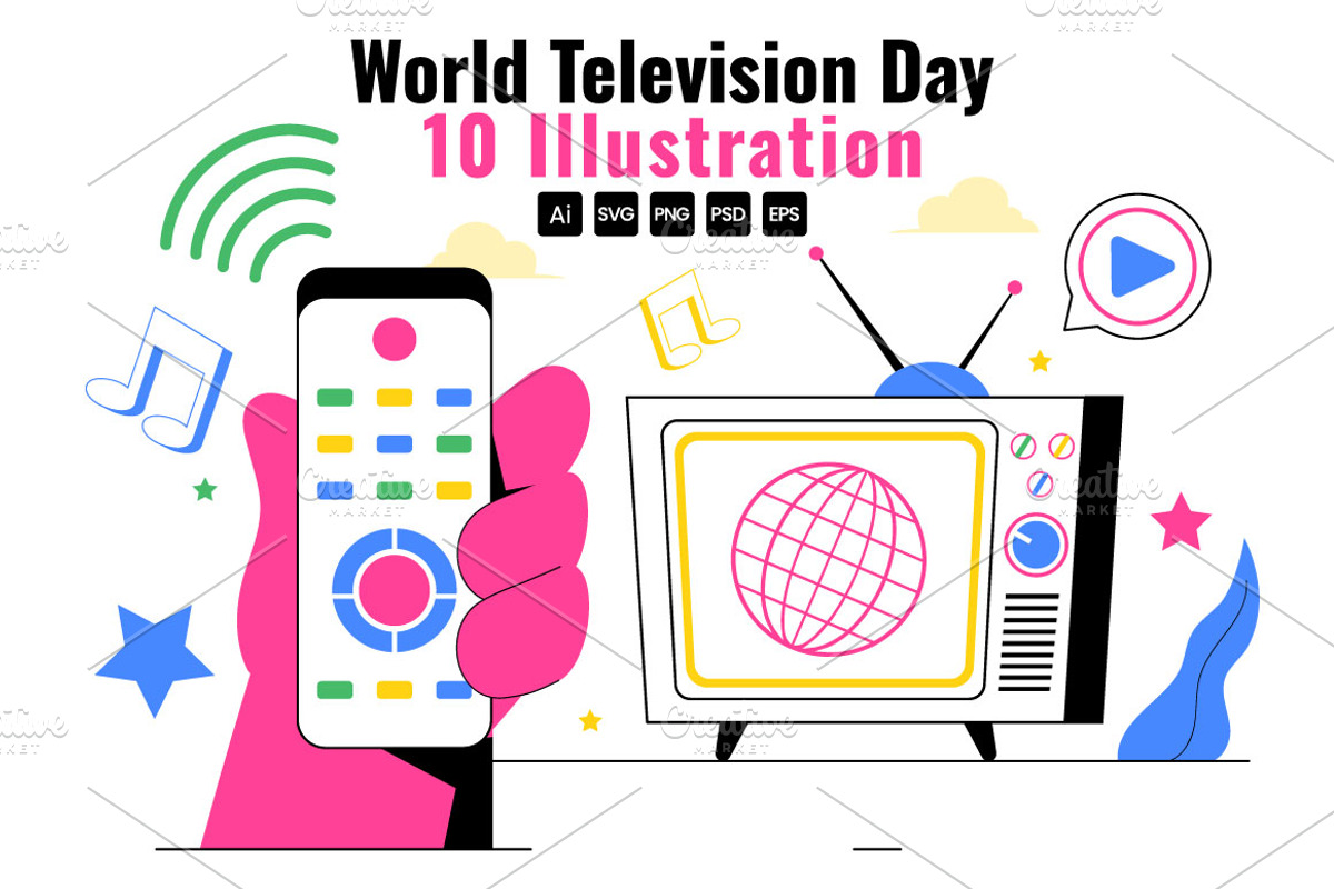 10 World Television Day Illustration, a Technology Illustration by denayunebgt (Photo 1 of 4)