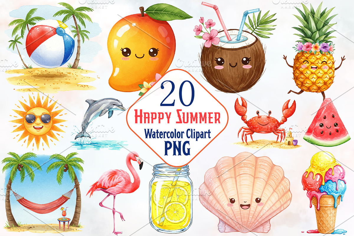 Happy Summer Clipart, an Illustration by RobertsArt (Photo 1 of 7)