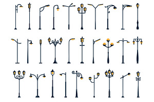 Vintage and modern streetlamps, an Object Illustration by winwin.art