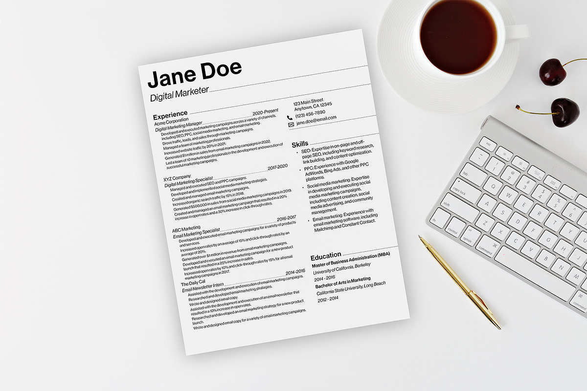 Clean Lines Modern Resume Template, a Resume Template by Helen Thompson Design (Photo 2 of 2)