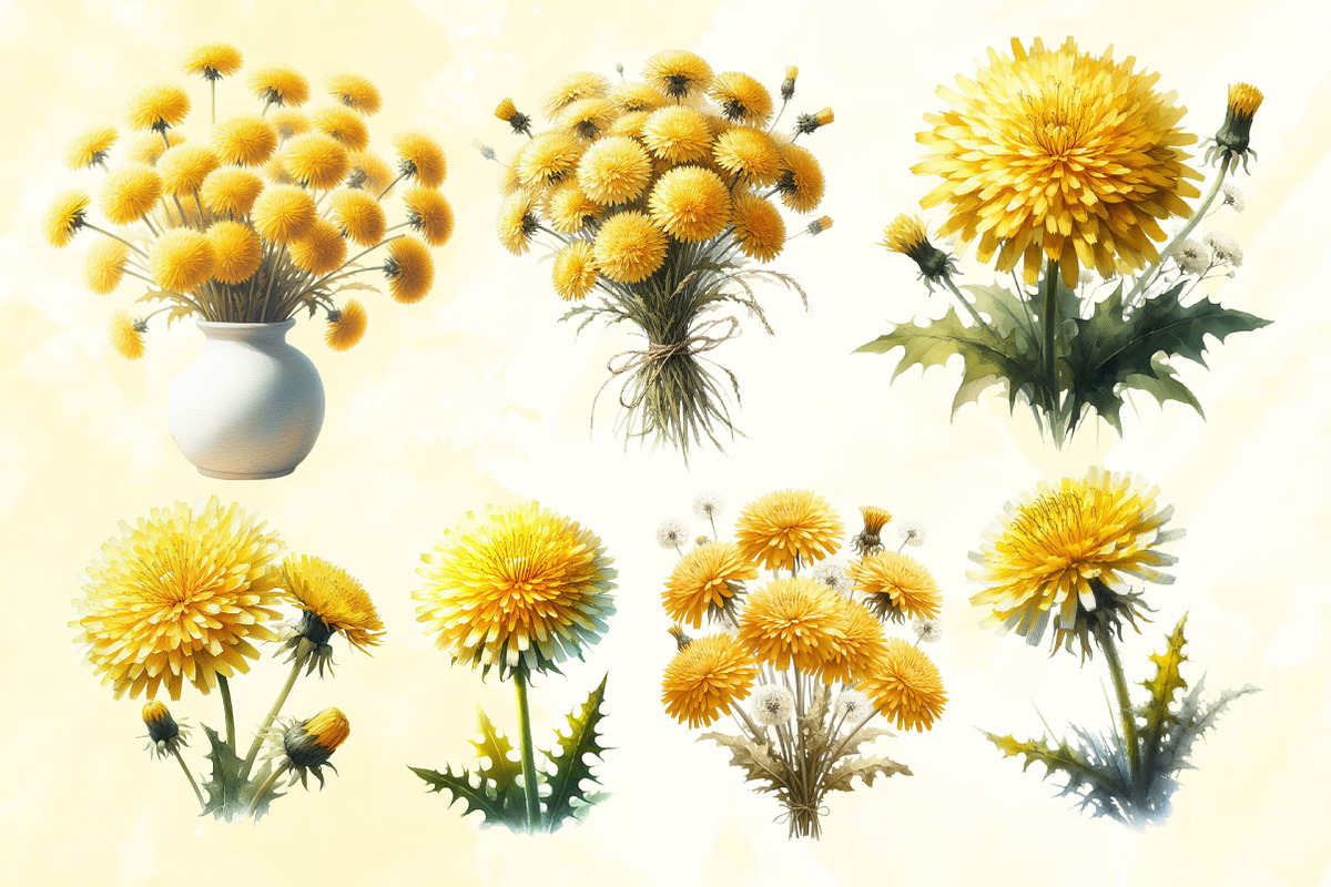 Watercolor Dandelion Clipart, a Work Illustration by Dream Creation (Photo 3 of 5)