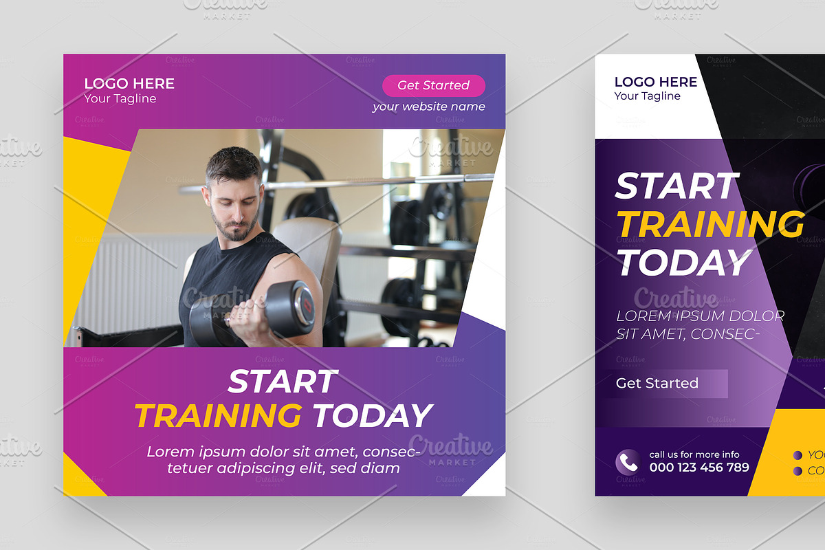 Fitness Social Media Post Template, a Social Media Template by mh_arif (Photo 2 of 4)