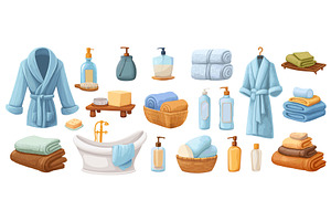 Bathroom accessory set. Blue robe, an Object Illustration by Stock-Smart-Start