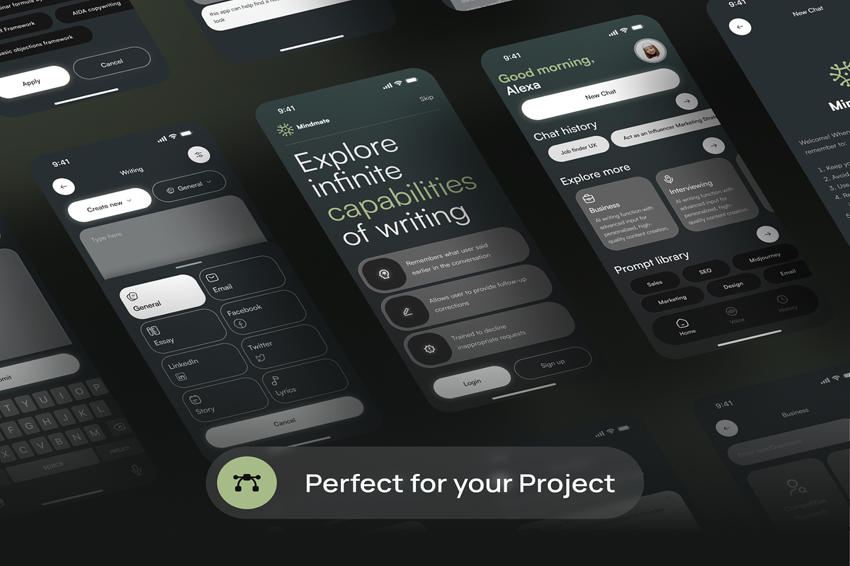 Mindmate - AI Chat BOT App UI KIT, an UI Kit Template by Creative Perspective (Photo 2 of 7)