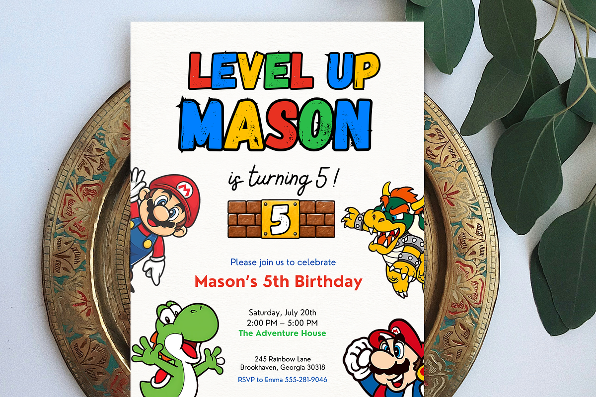 Super Mario Birthday Invitation, an Invitation Template by heynomi (Photo 8 of 20)