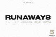 Runaways | A Powerful, Bold Sans, a Sans Serif Font by Jen Wagner Co (Thumbnail 1 of 12)