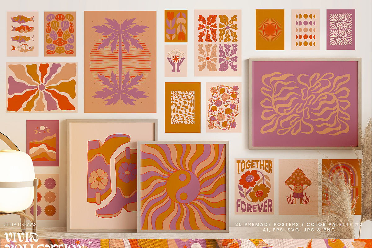 ヴィドール ポスター 13枚 Vivid Posters Patterns Bundle | Creative Market