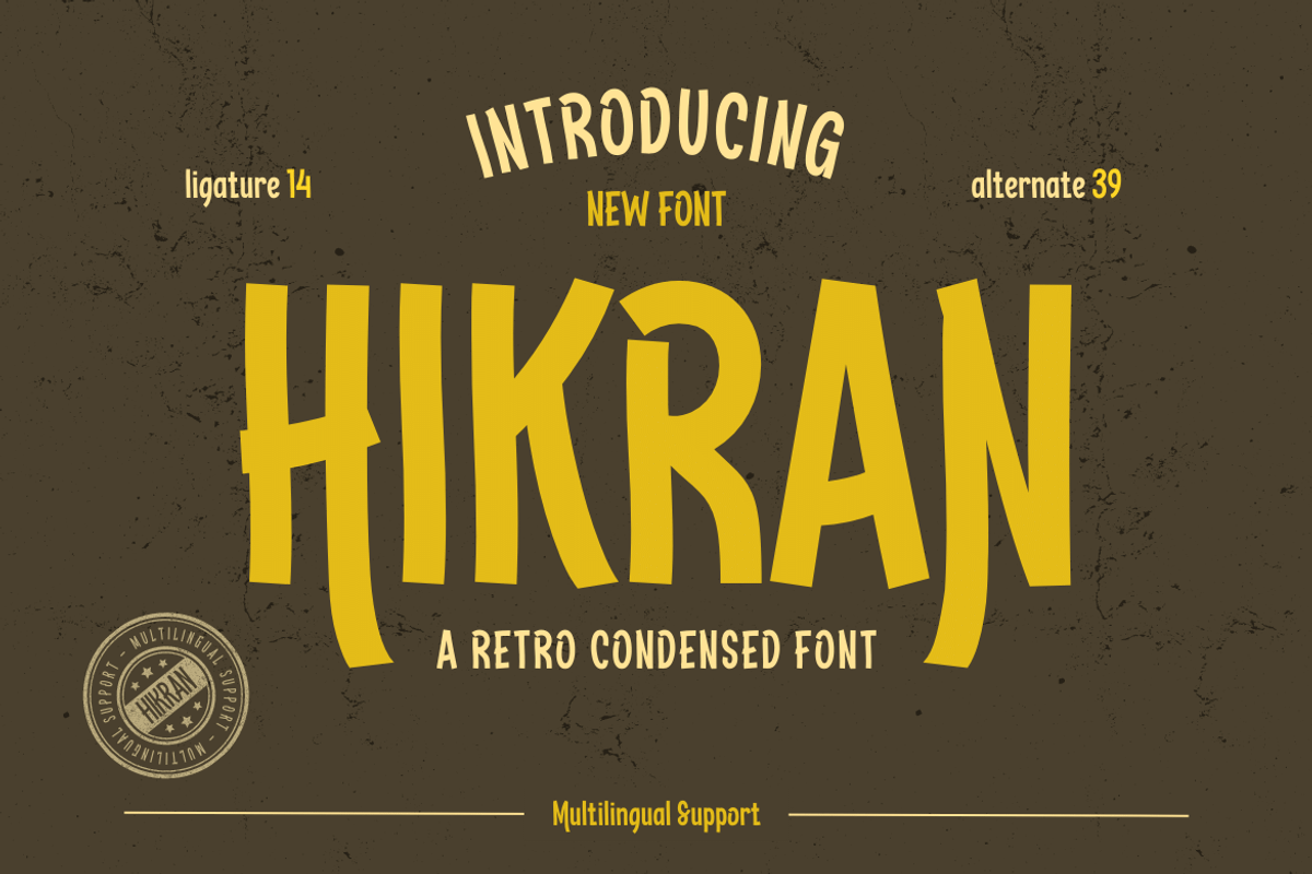 Hikran | Retro Condensed Font, a Sans Serif Font by twinstd (Photo 1 of 13)
