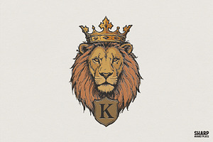 King Lion PNG, Regal Animal Crest, an Illustration by SharpMarketplace
