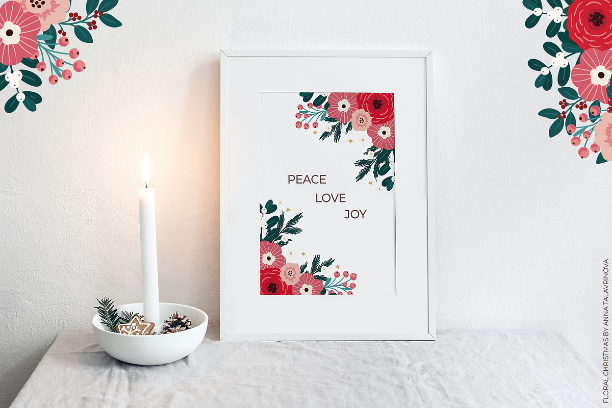 Floral Christmas clipart & pattern, an Animal Illustration by Cozy pattern shop (Photo 12 of 14)